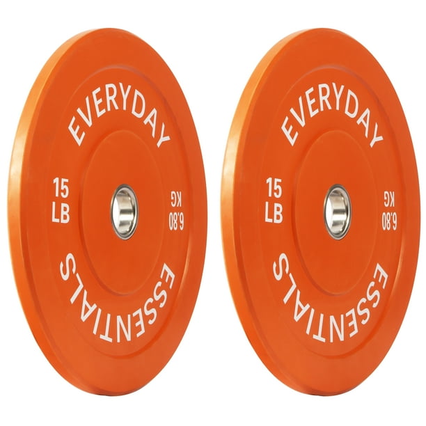 BalanceFrom 15 lbs Colourful Olympic Bumper Weight Plate Pair