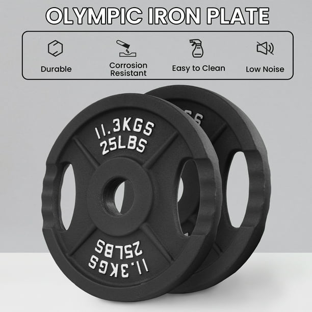 BalanceFrom Forged Iron Olympic Weight Plate Set - Contains Pairs of two.5 lb, 5 lb, 10 lb, and 25 lb