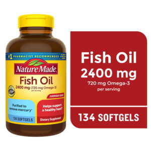 Nature Made Omega 3 Fish Oil Dietary supplements, 2400mg Per Serving Softgels, 134 Capsules