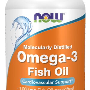 NOW Dietary supplements Omega-3, 180 EPA / 120 DHA, Molecularly Distilled for Cardiovascular Help*, 200 Softgels