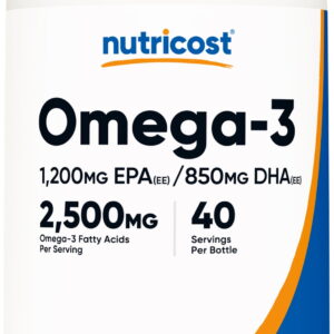 Nutricost Omega 3 Fish Oil – 2500MG per Serving, 120 Softgels (40 Servings) – Non-GMO and Gluten Free