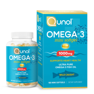 Qunol Mini Omega-3 Fish Oil Complement (180 capsules) for Coronary heart Well being, That includes 1000mg of Wild-Caught Omega-3 Fatty Acids (Together with EPA & DHA)