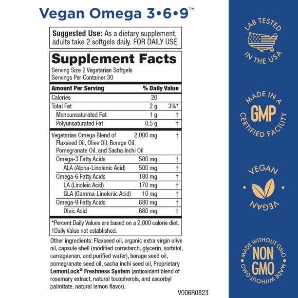 Vegan and Vegetarian Omega 3-6-9 System - “5 IN 1” Important Fatty Acid Advanced - Plant-Primarily based Omega 3, 6, and 9 - Scientifically Developed Important Fatty Acids (EFA) - from